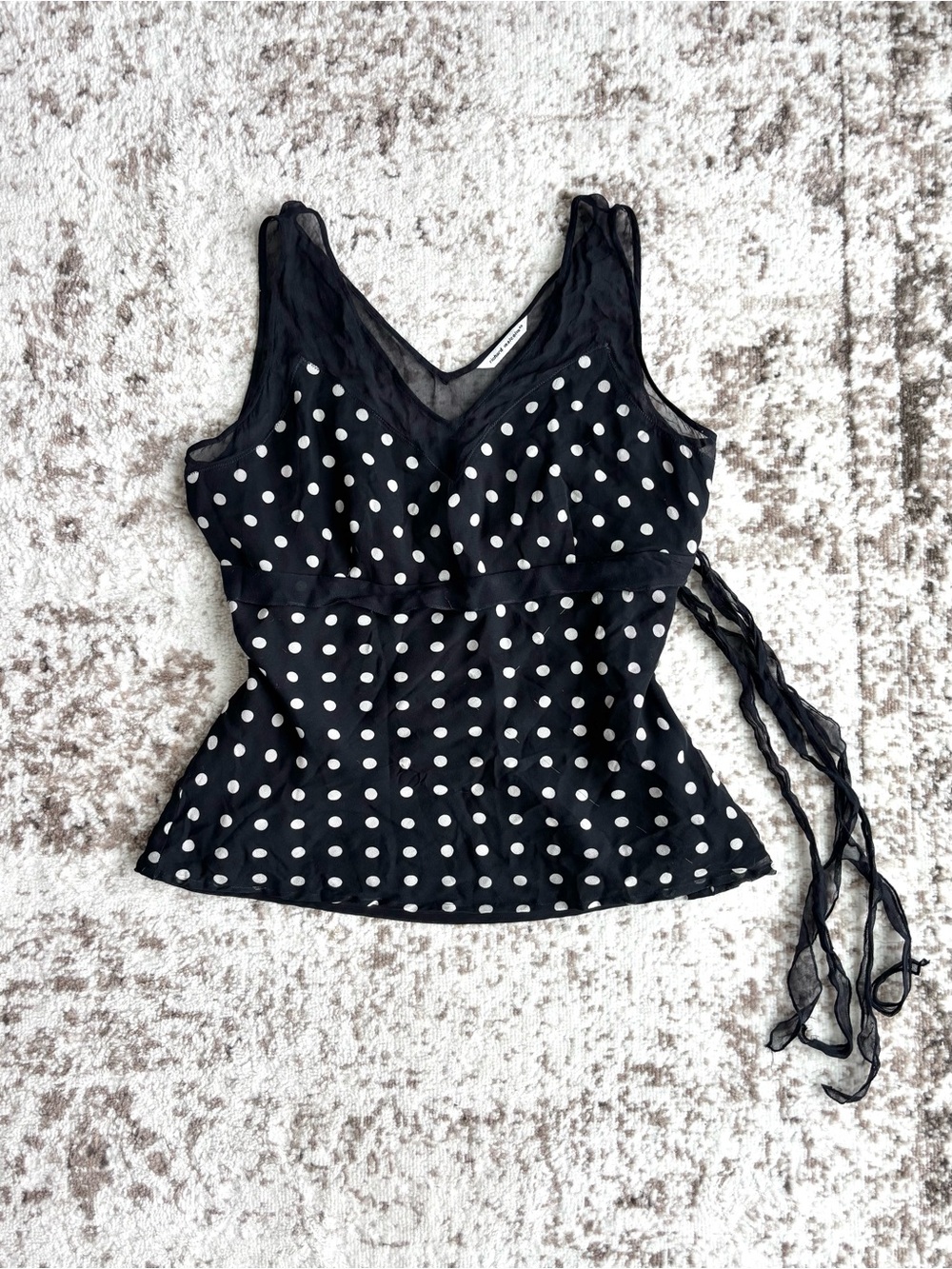 Vintage Y2K Richard Malcolm Polka Dot Chiffon Sleeveless Blouse Top